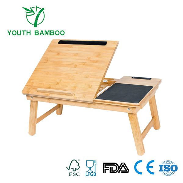 Bamboo Laptop Adjustable Desk With Mouse Pad